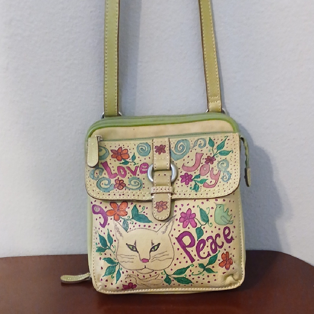 FOSSIL Colorful Cat Design Shoulder Bag